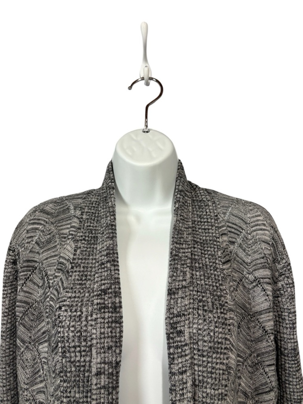 Belldini, Open Front Cotton Blend Cardigan Waterfall Drape Gray Women Medium - Picture 4 of 8